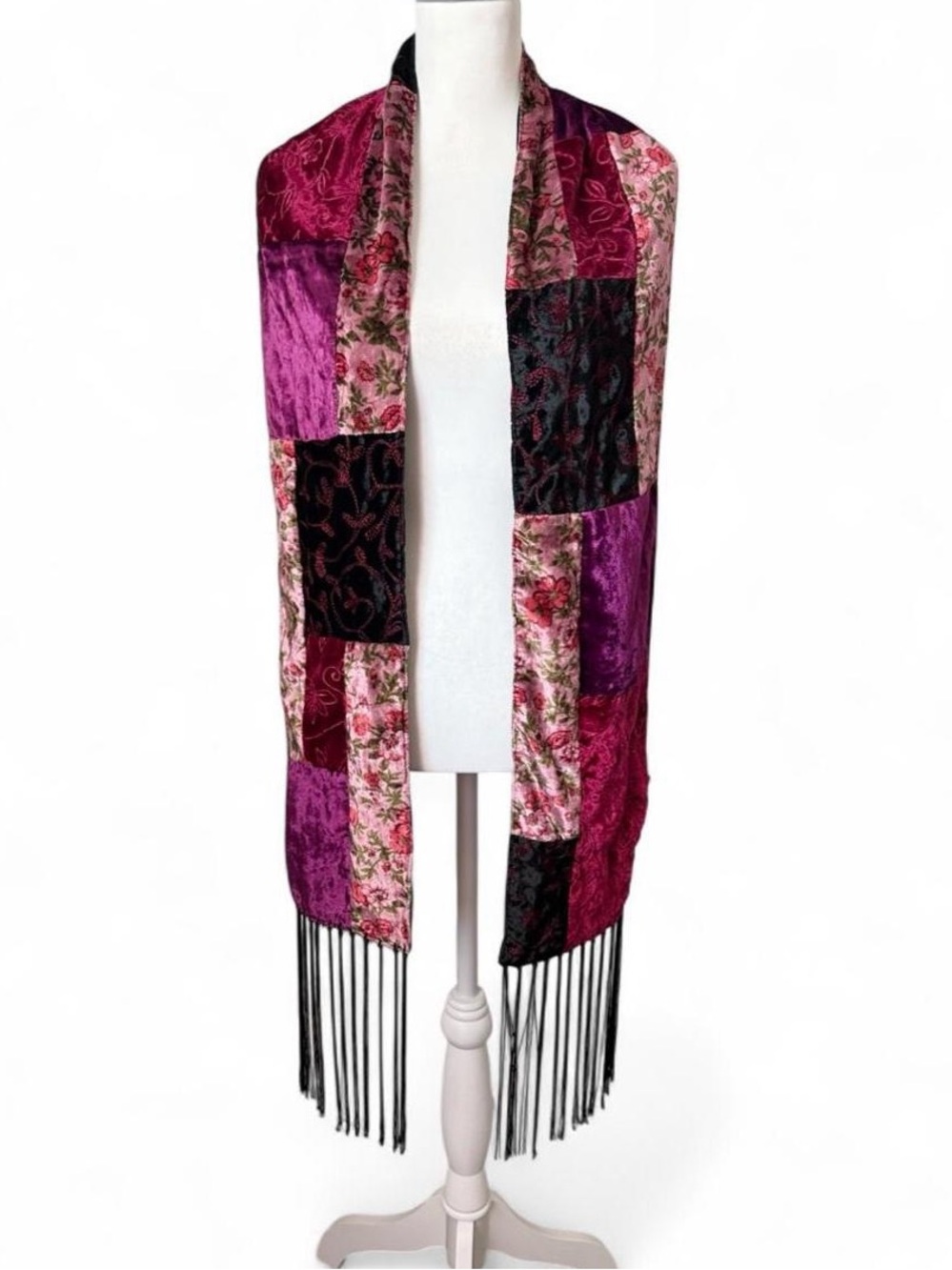 Long Velvet Patchwork Scarf